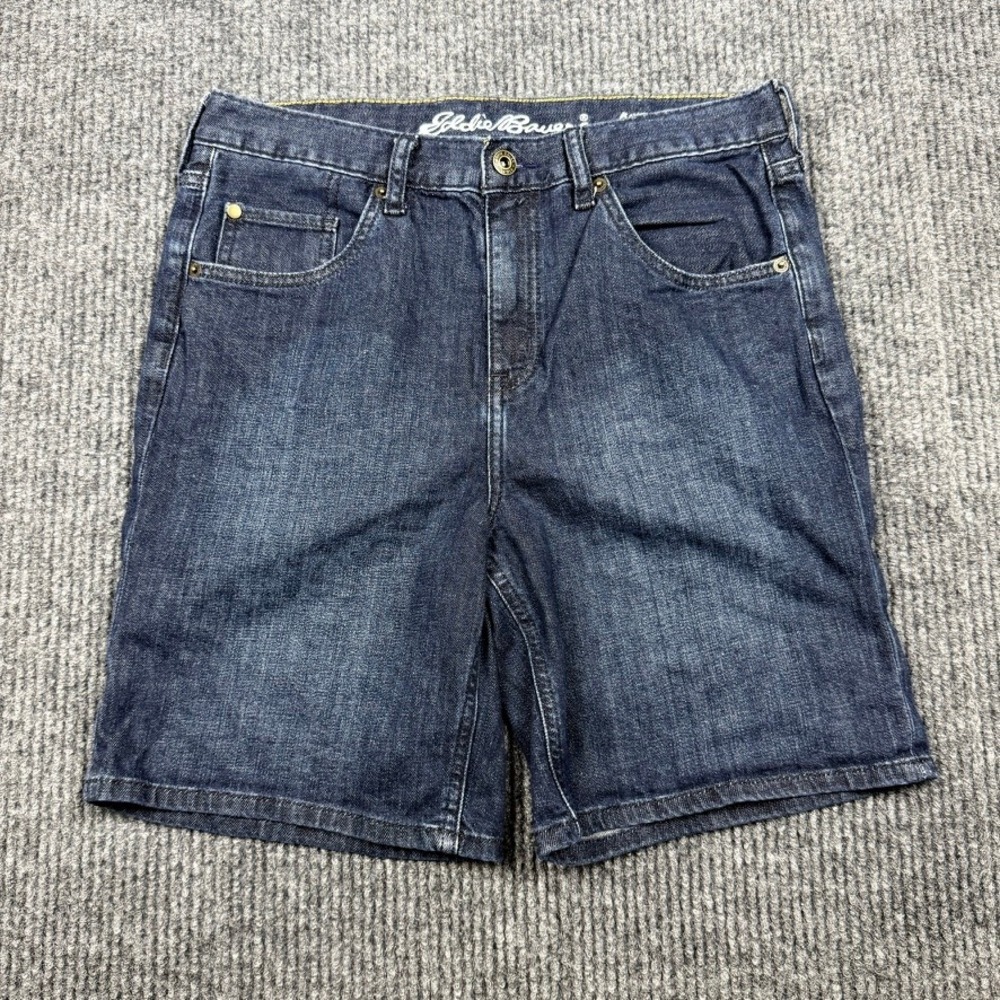 Eddie Bauer Womens Boyfriend Midrise Denim Shorts Dark Wash Blue Size 4 21417092